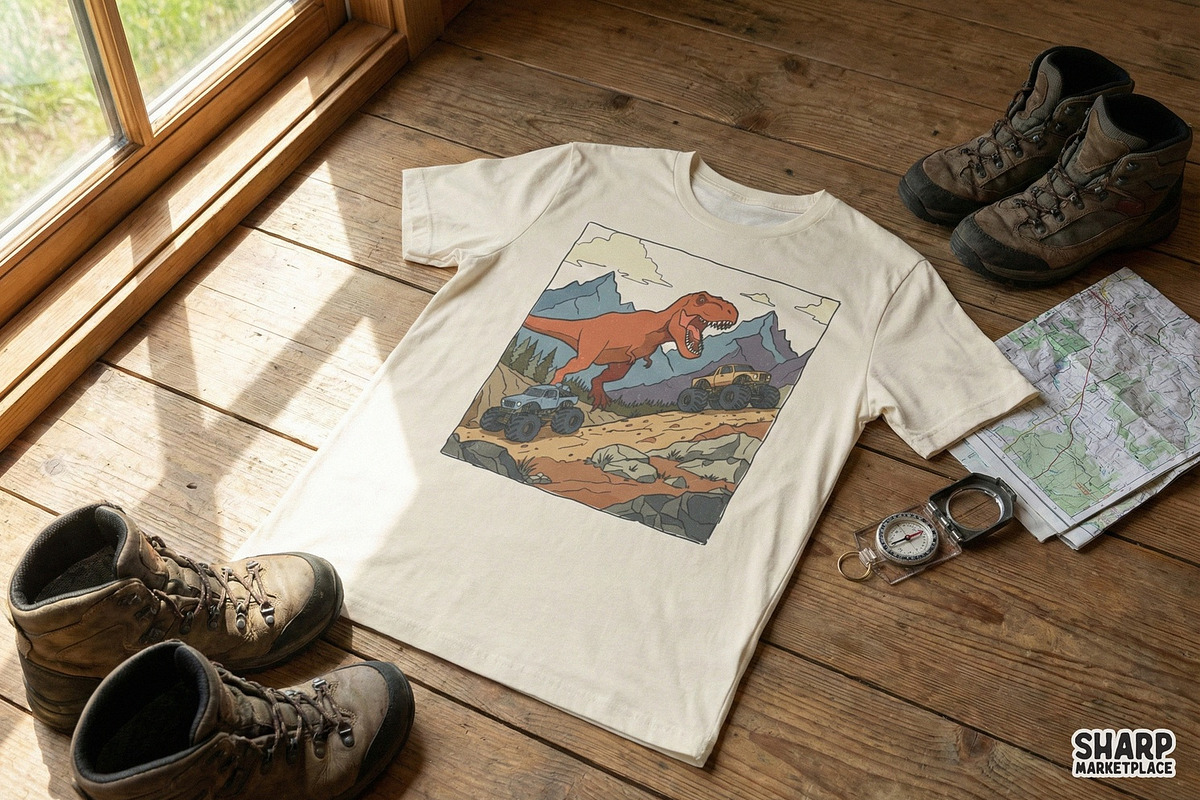 T-Rex Monster Truck PNG Design, an Illustration by SharpMarketplace (Photo 2 of 4)