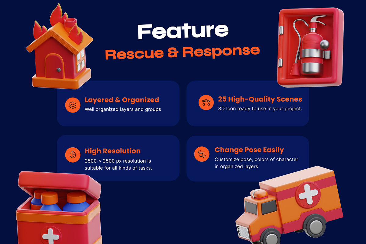 Rescue and response 3D Icon, an Object 3D Model by orenjidesign (Photo 2 of 8)
