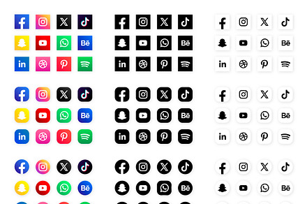 Social media icons pack, a Solid Icon by Team_Ultra_Graphics