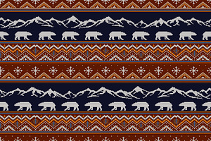 Norwegian Knitted Pattern With Bears