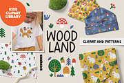 Woodland Animals Clipart & Patterns, an Animal Illustration by Ejevyaka (Thumbnail 1 of 8)