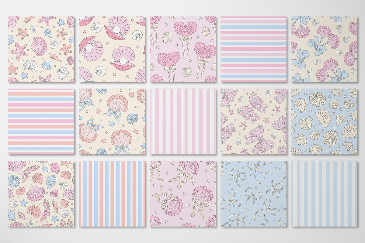 Coquette Sea shells seamless pattern, a Pattern Graphic by @olga.angelloz (Photo 2 of 3)