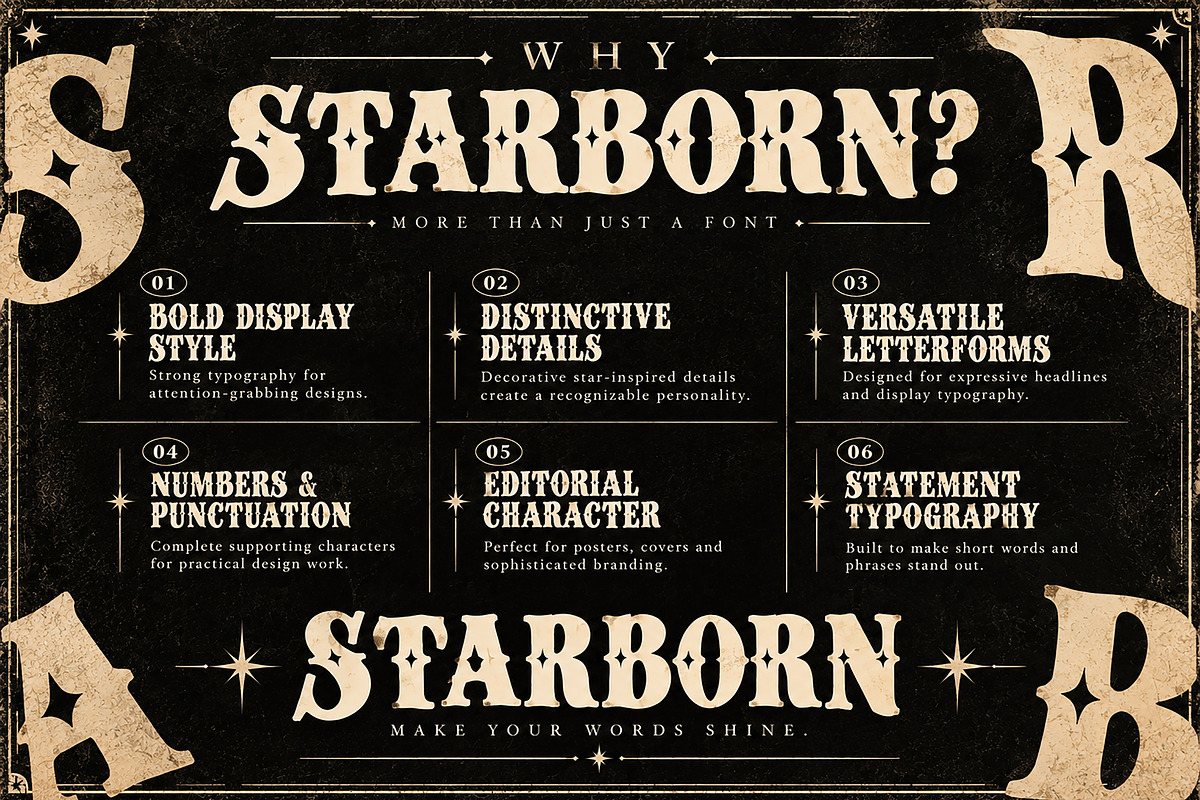 Starborn – Bold Vintage Display Font, a Serif Font by Wow Magic (Photo 5 of 5)
