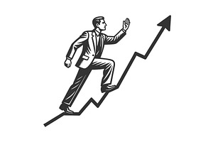 Businessman Climbing Upward Growth, a Person Illustration by AlexArt