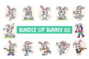 Set of Cartoon Bunny Image_03., an Animal Illustration by KENO Mascots