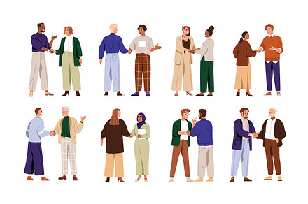 Business people shaking hands set, a Person Illustration by Good Studio