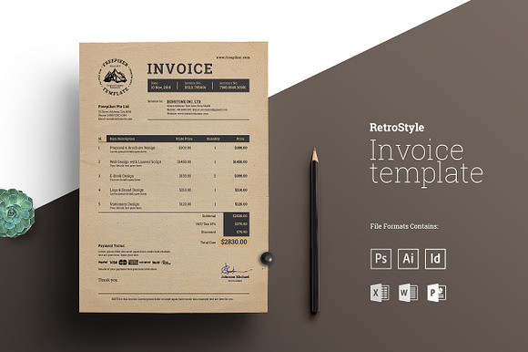 Retro Invoice | Excel & More Formats preview 5