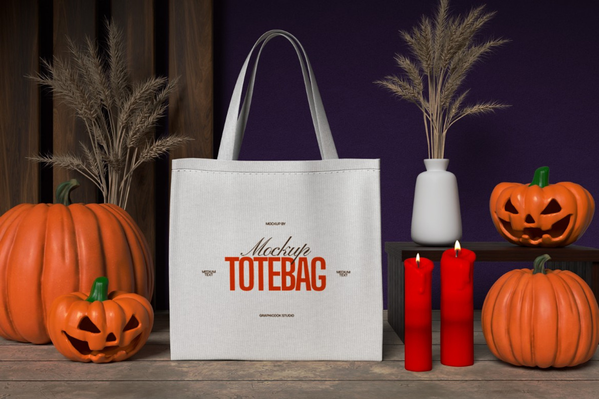 Halloween Tote Bag Mockup, a Product Mockup by graphicook (Photo 2 of 4)