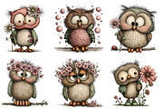Whimsical Spring Owl Clipart, an Illustration by Dream Creation (Thumbnail 3 of 7)