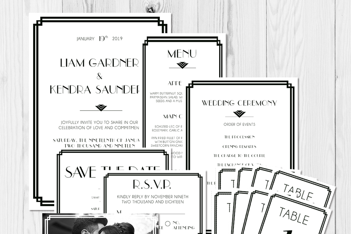 Art Deco Wedding Invitation Template, a Stationery Template by Velvet Letter Studio (Photo 1 of 2)