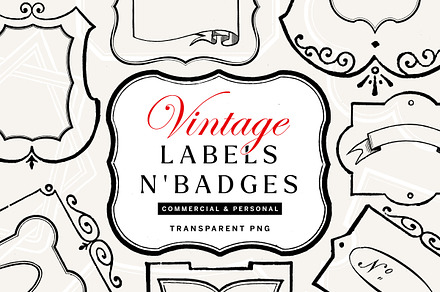40 Vintage Label and Badge PNGs, an Object Illustration by Century Library