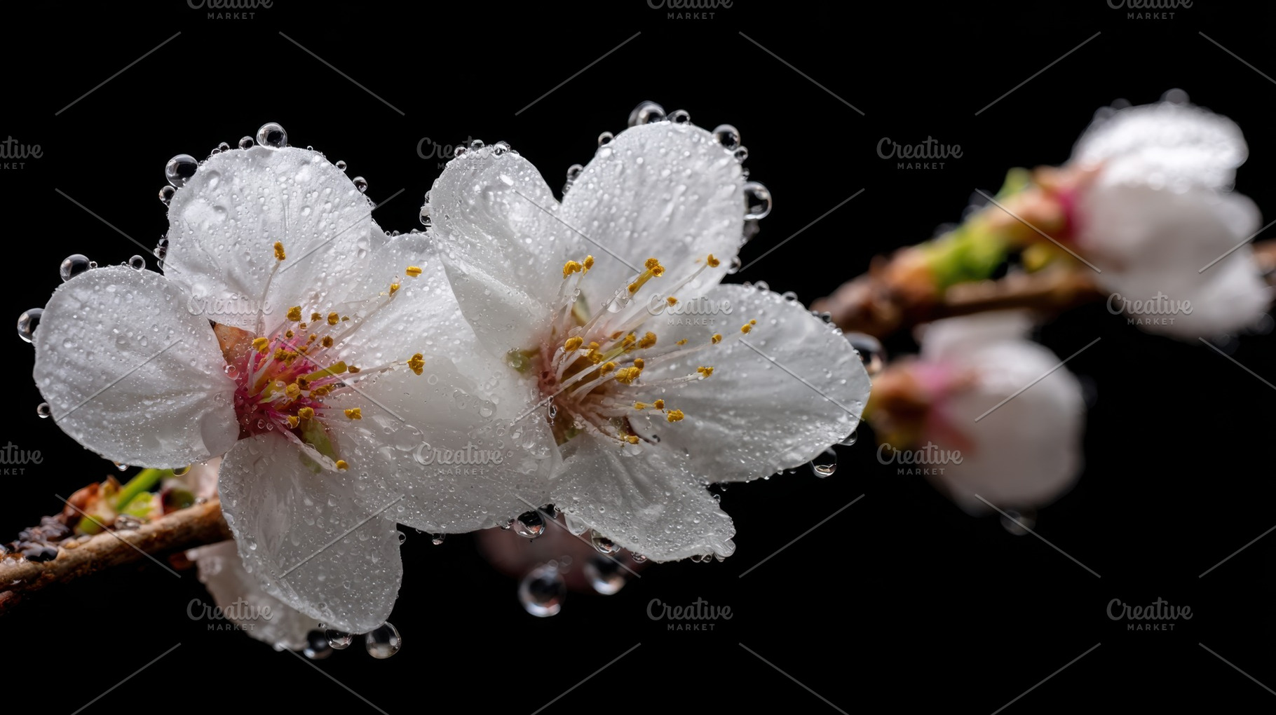 Cherry blossoms glisten with dew, a Photo by Beautiful things