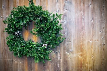 Christmas wreath stock photo containing background and wreath