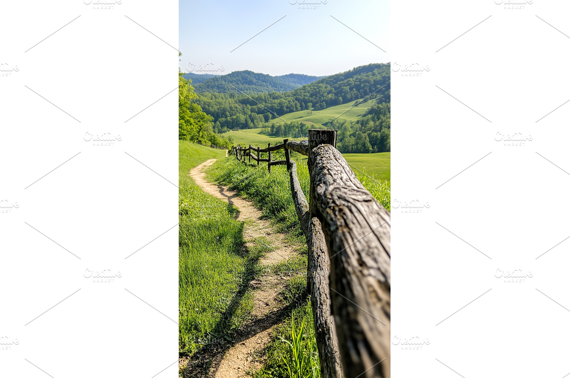 Serene mountain path with rustic, a Nature Photo by Lermont51
