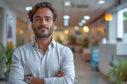 Portrait of indian businessman looking at camera. Man feeling co, a Photo by AS photostudio