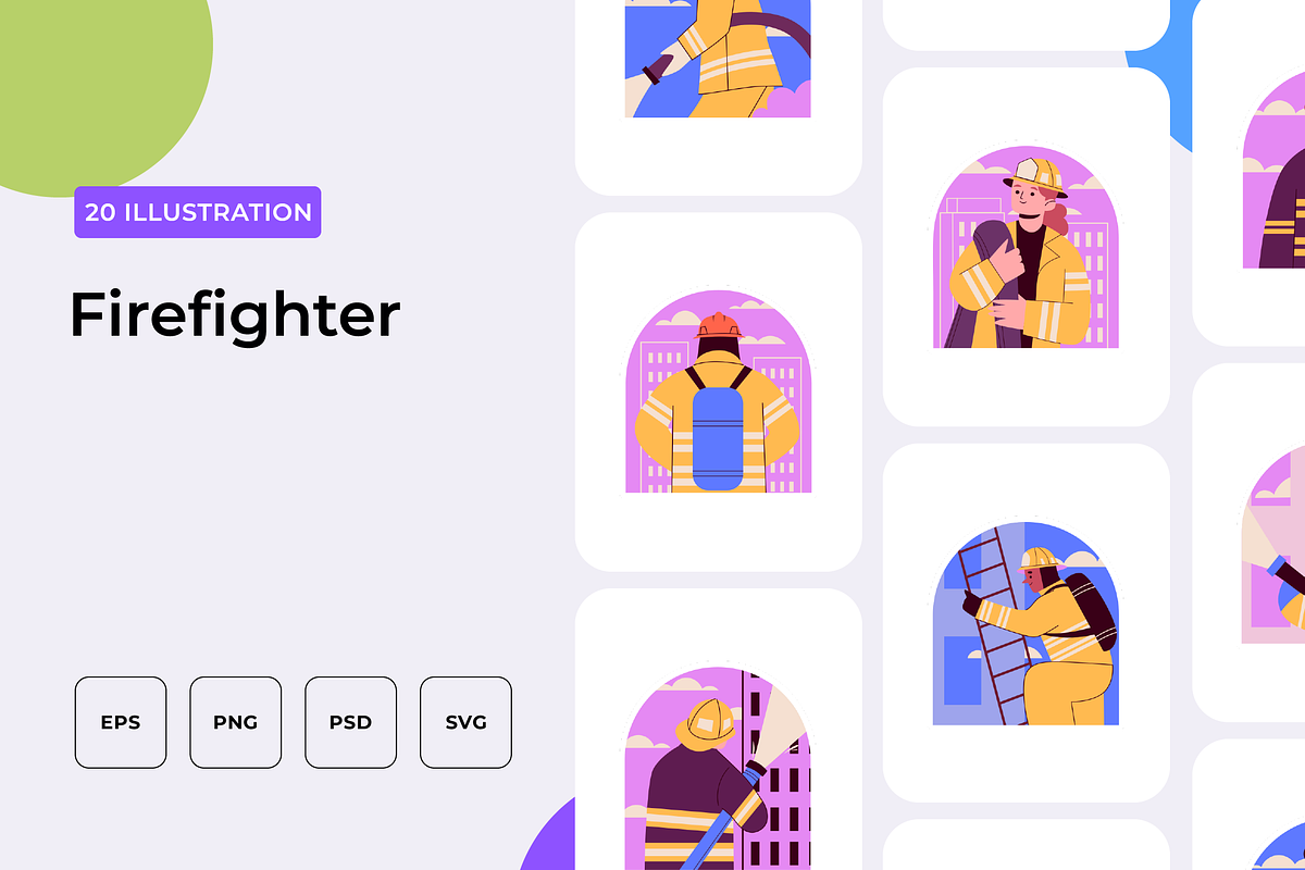 Firefighter Illustration, an Outline Icon by Wencory (Photo 1 of 2)