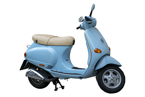 Vintage style scooter isolated, a Transportation Photo by DanFLCreativo