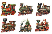 Christmas Vintage Train Clipart, an Illustration by Designworld (Thumbnail 4 of 6)