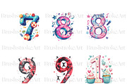 Numbers Clipart, Watercolor Numbers, an Education Illustration by BrushstrokeArtGB (Thumbnail 5 of 9)