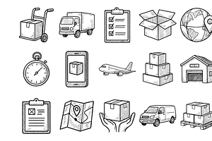 Delivery Logistics Icons, an Object Graphic by nikagraphic