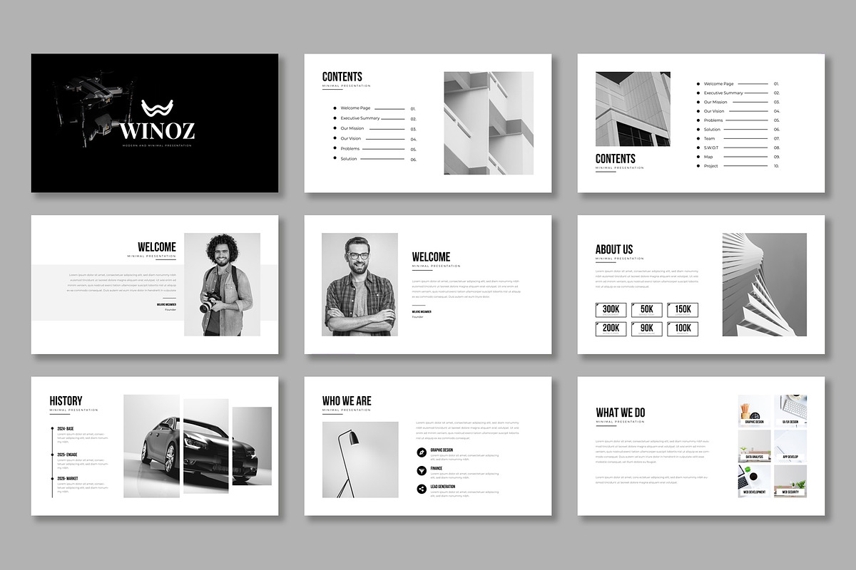 Black & White Business Presentation, a Presentation Template by Mighty-Slide (Photo 2 of 5)
