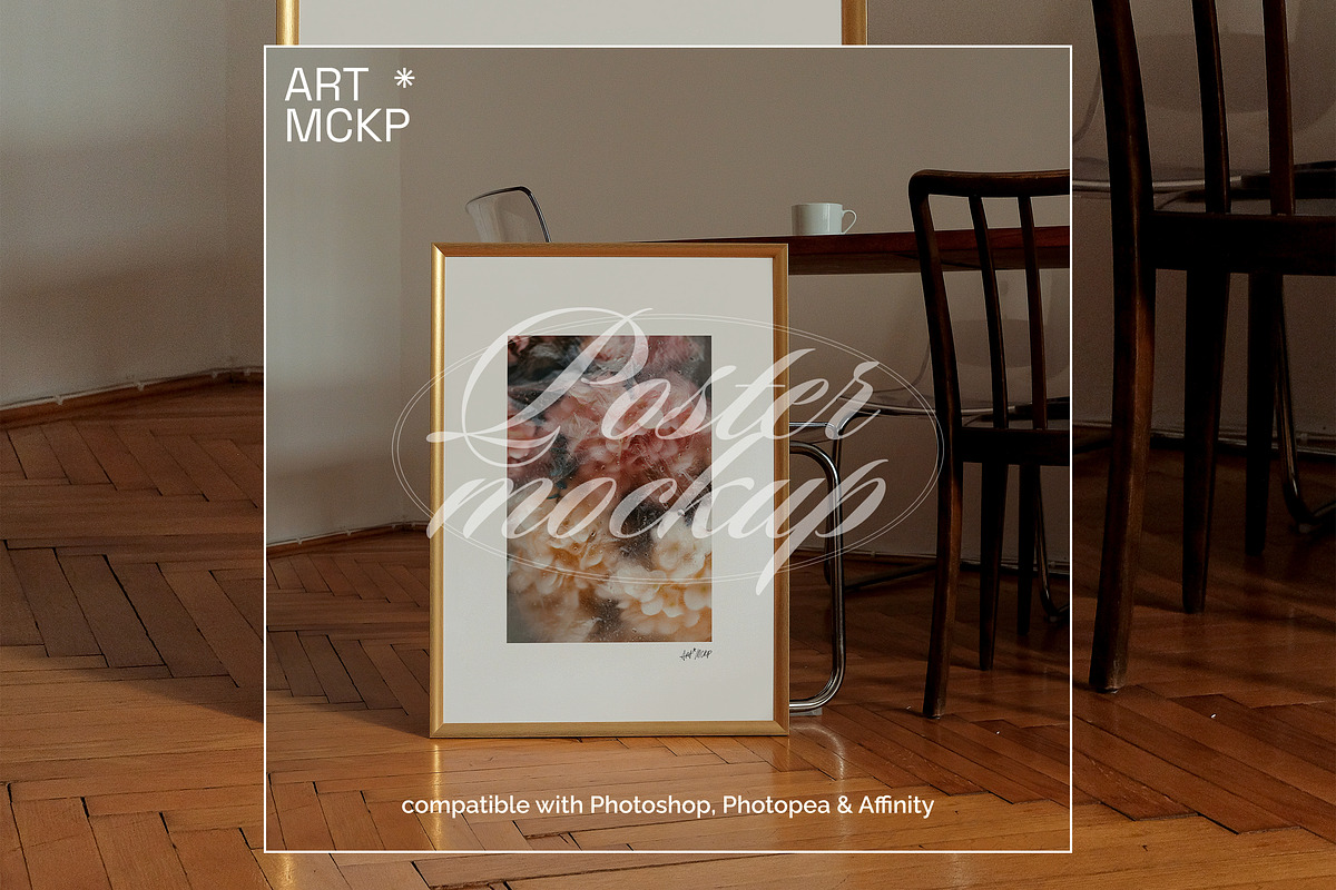 Large golden frame interior mockup, a Merchandise Mockup by MCKP*ME (Photo 2 of 3)