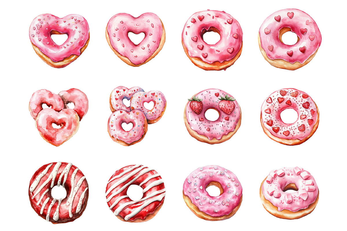 Valentine Donut Clipart, an Illustration by Design Market (Photo 3 of 3)