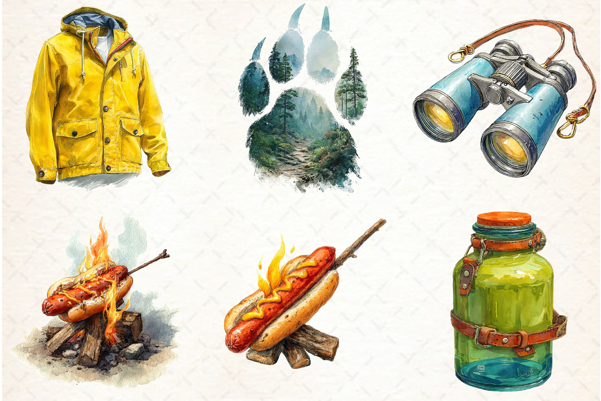Watercolor Camping Hiking Clip Art, an Illustration by Libby Wishes (Photo 4 of 5)