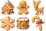 Christmas Gingerbread Clipart, an Illustration by Craft Nest (Thumbnail 7 of 10)