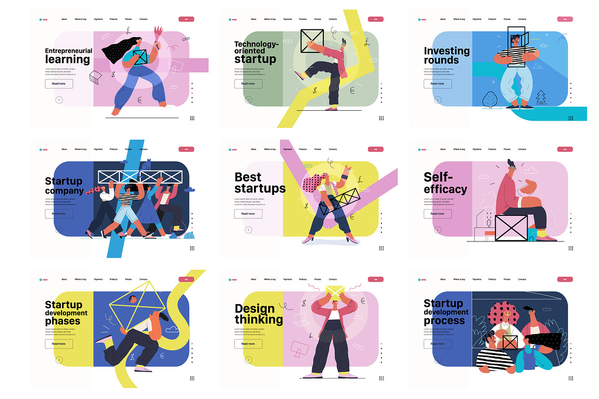 Startups flat vector illustrations, a Templates & Theme by Grivina's shop (Photo 34 of 45)