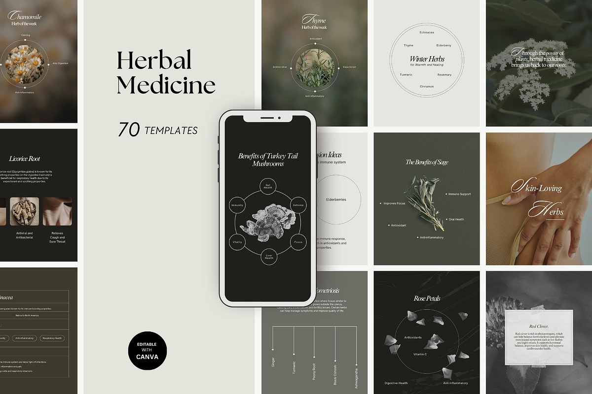 Herbal Medicine Instagram Templates, a Social Media Template by Terraa Studio Design (Photo 1 of 10)