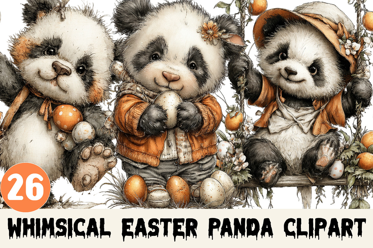 Whimsical Easter Panda Clipart, a Graphic by CitraGraphics (Photo 1 of 5)