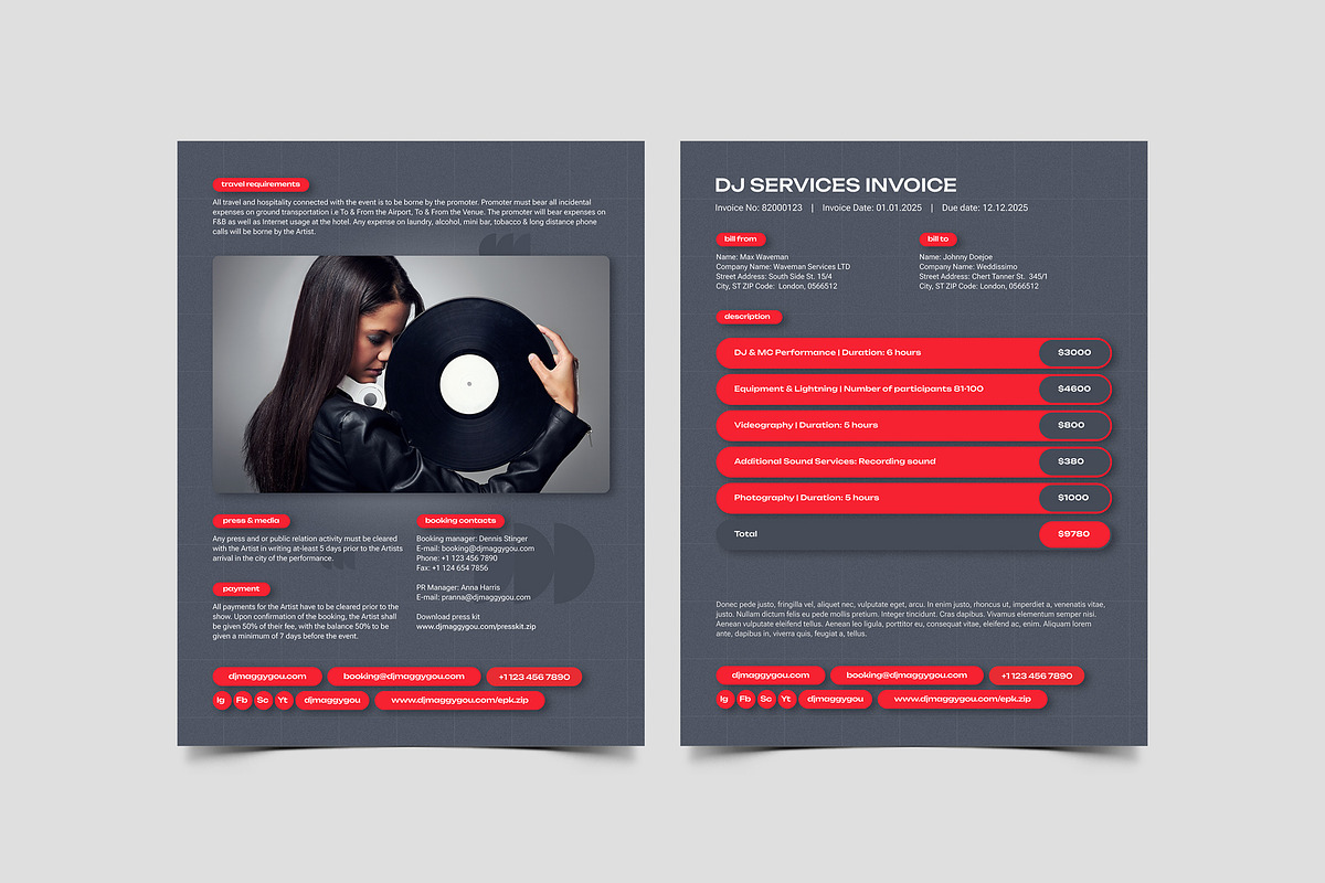 DJ Press Kit & Resume Template / EPK, a Resume Template by vinyljunkie (Photo 5 of 5)
