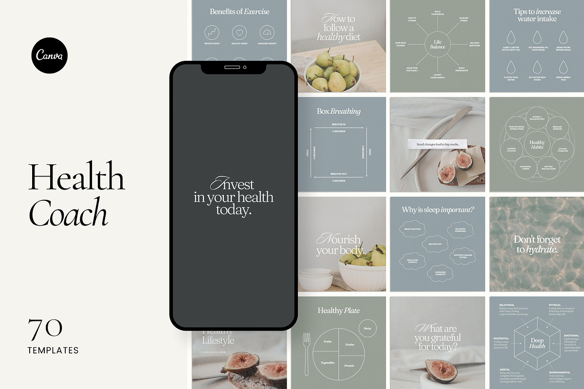Health Coach Template - Canva, a Social Media Template by Willoe Studio (Photo 1 of 12)