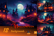 Halloween pumpkin set, backgrounds, an Object Graphic by GraphicRedStudio (Thumbnail 4 of 7)