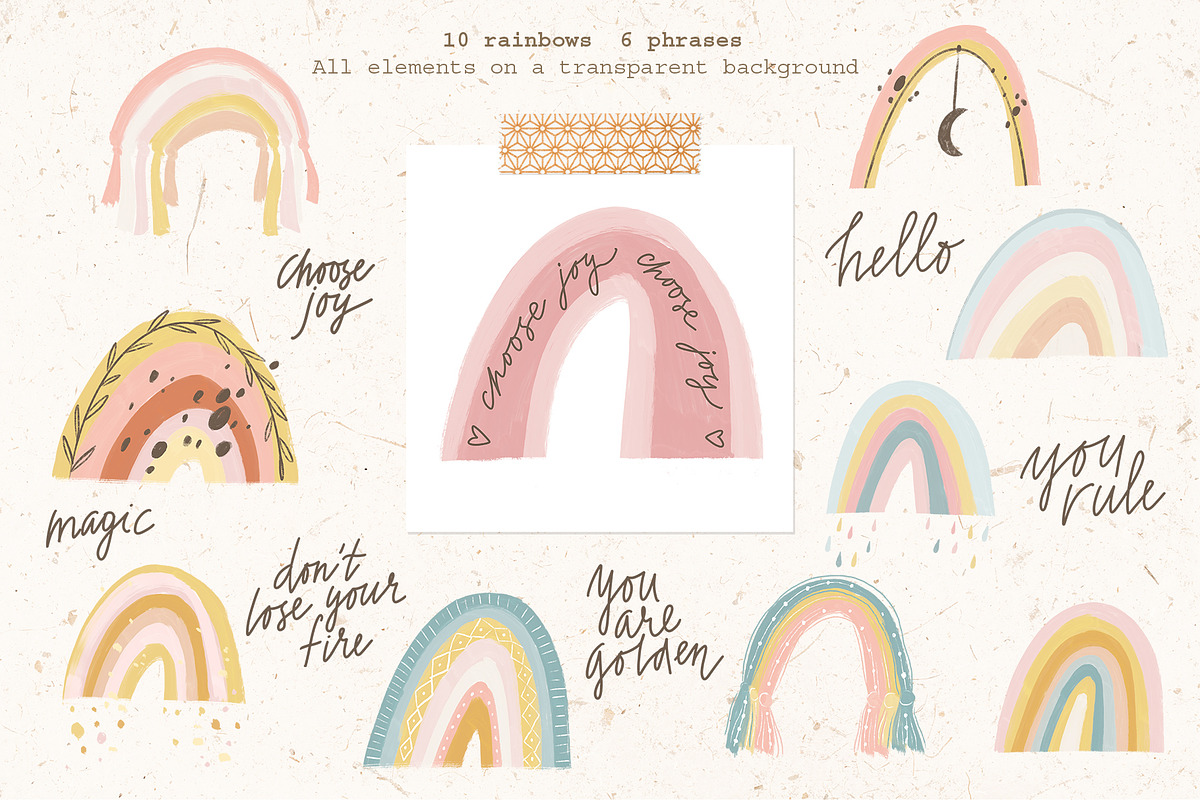 Boho animals. Rainbow clipart, an Animal Illustration by Lesya Skripak (Photo 3 of 10)