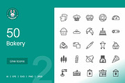50 Bakery Line Icons, an Icon by IconBunny (Thumbnail 1 of 2)