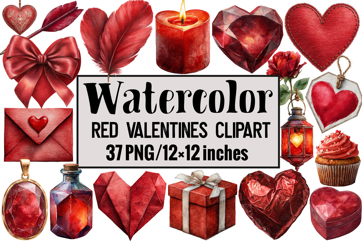 Red Valentines Clipart, an Illustration by Design Market (Photo 1 of 3)