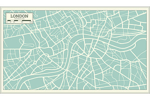 London Map In Retro Style.