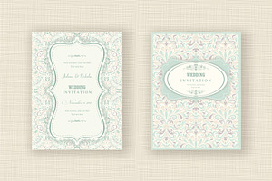 Set Of 12 Vector Wedding Invitation