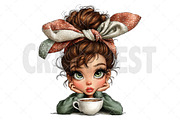 Whimsical Easter Coffee Girl Clipart, an Illustration by Craft Nest (Thumbnail 10 of 12)