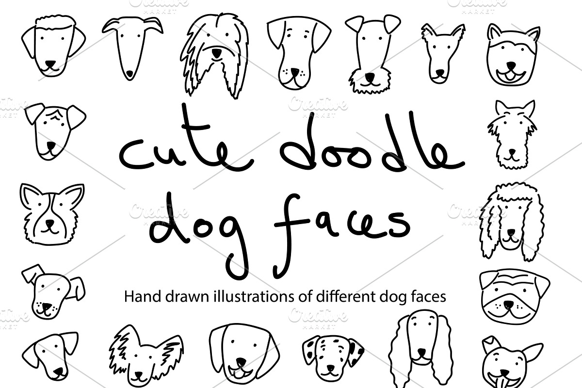 Cute Doodle Dog Faces, an Animal Illustration by Liz Pengilley Studio (Photo 1 of 7)
