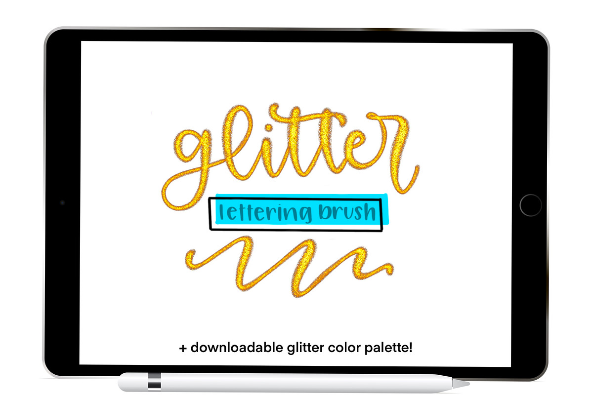Glitter Procreate Lettering Brush, a Brush Add-On by Blue Strawberry Studio (Photo 1 of 6)