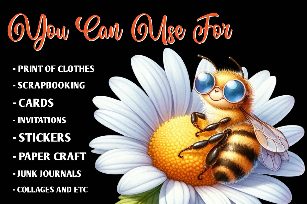 Cute Bee Summer Watercolor Clipart, an Illustration by CreationArt (Photo 6 of 9)