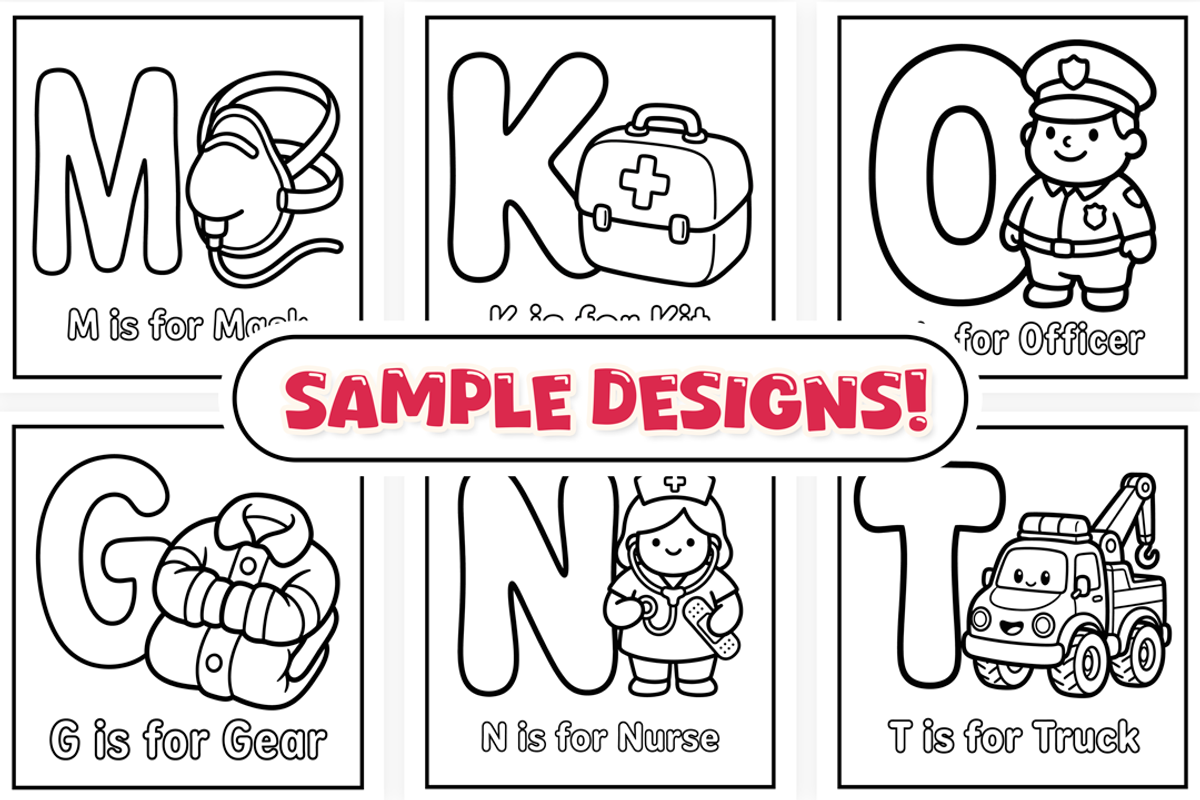 Emergency Rescue ABC Coloring Book, an Education Illustration by Craftsbeefy (Photo 2 of 4)