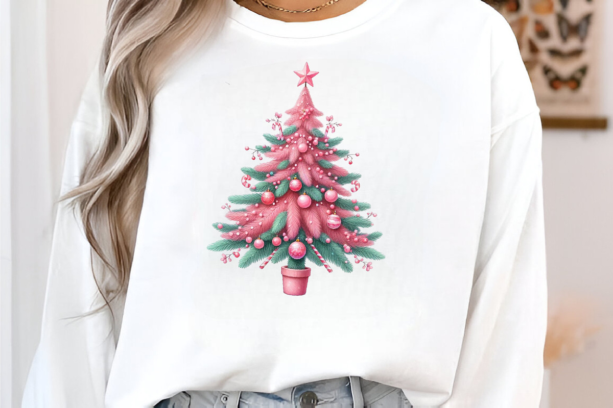 Watercolor Pink Christmas Tree PNG, an Illustration by SinaCreation (Photo 5 of 7)
