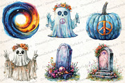 Groovy Retro Halloween Clipart, an Illustration by DreamCafeArt (Thumbnail 2 of 7)