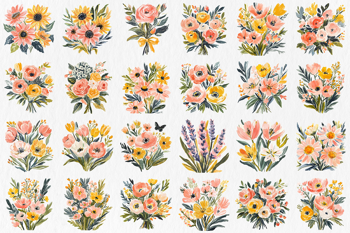 Watercolor Floral Bouquet Clipart, an Illustration by Libby Wishes (Photo 3 of 3)