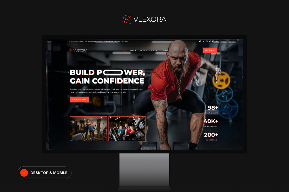 Vlexora - Gym & Fitness Center, a WordPress Template by SLAB! Design (Photo 3 of 5)