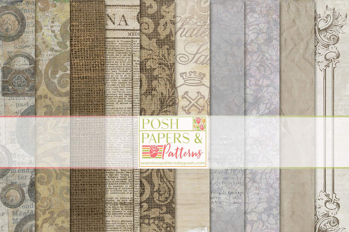 Vintage Ephemera Old Papers Bundle, a Pattern Graphic by Posh Papers & Patterns (Photo 12 of 24)
